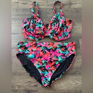 Elomi Multicolor Bikini Set 38J Top Bottoms 12